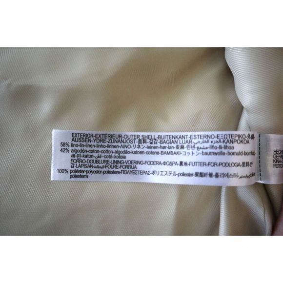 Zara Women's Sz Large Beige Basic Short Sleeved Linen Blend Cropped Blazer - Picture 6 of 7